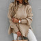 Autumn and winter half-height collar loose solid color long sleeve knit sweater