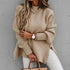Autumn and winter half-height collar loose solid color long sleeve knit sweater