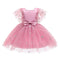 Girl's Star Stamped Dress Princess Dress Mesh Canopy Dress Children's Dress