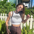 Contrast Letter Cropped Top With Stitching And Exposed Navel Vest