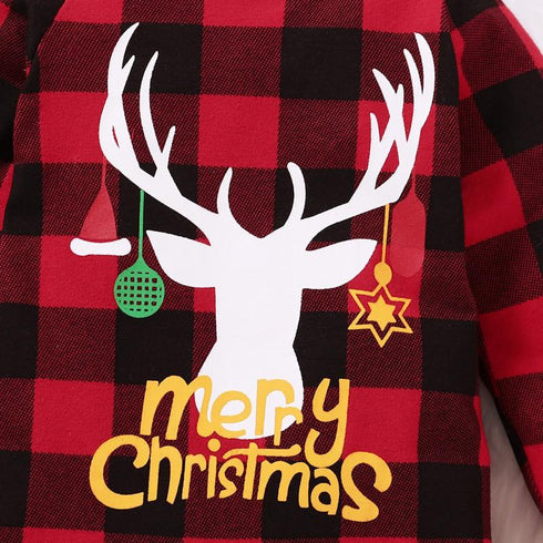 Christmas Deer Head Plaid Long Sleeve Siamese Harper