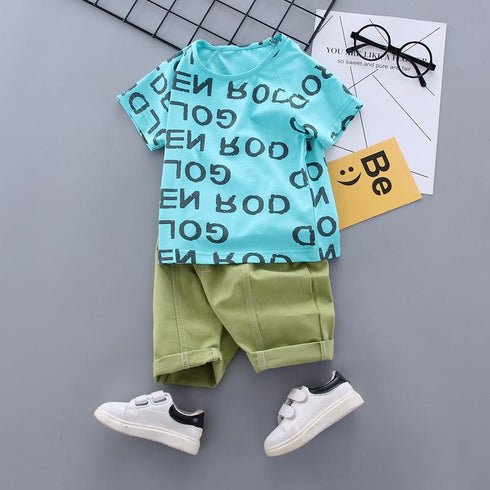 Summer boys letter short sleeve suit
