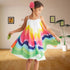 Girls' Suspender Rainbow Print Dress