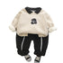 Autumn and winter boys plus velvet long sleeve two-piece set