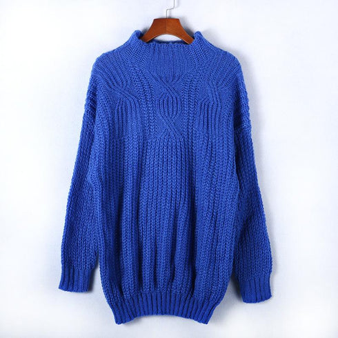 Autumn and Winter High Neck Twist Knitted Sweater
