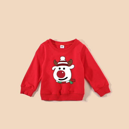 A family of three antlers Christmas snowman coat parent-child series