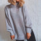 Fall winter loose half-height collar long sleeve pullover sweater women's split knit top