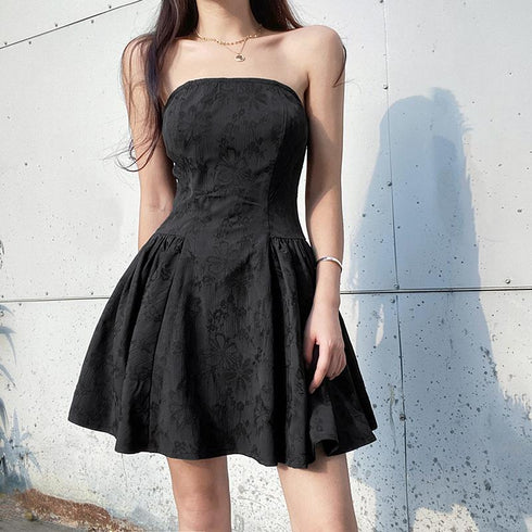 Printed Strapless-Waist Elegant Gown Dress