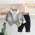 Autumn and winter boys plus velvet long sleeve three-piece set