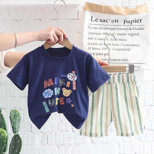 Cartoon Alphabet Children's Summer Suit Two Piece Set