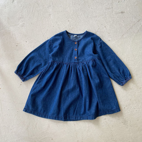 Girls Denim Dress Spring and Autumn Long Sleeve Princess Dress