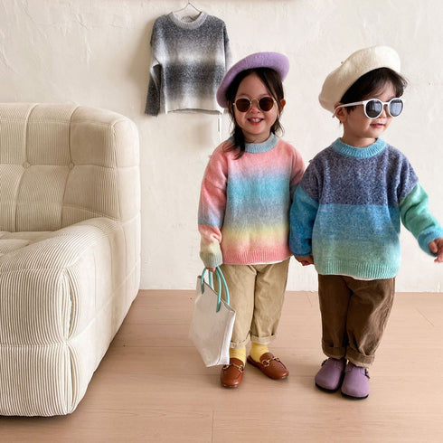 Children's sweater pullover simple foreign style gradient sweater new autumn and winter baby sweater