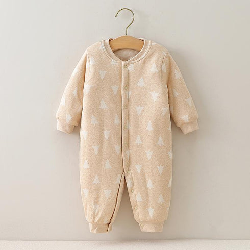 Autumn and winter cotton three-layer warm baby down cotton jumpsuit