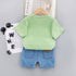 Summer children's short sleeve denim shorts set