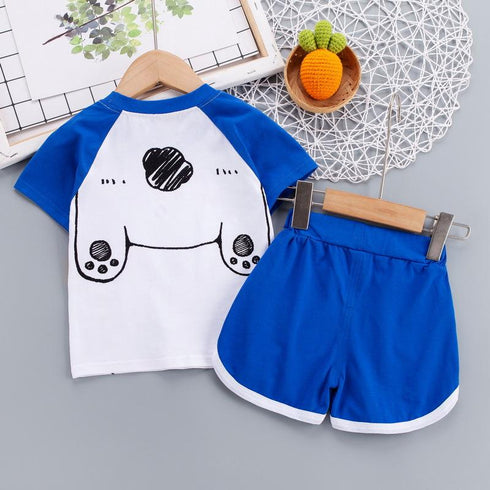 Summer children cartoon bear short sleeve suit