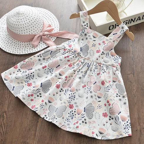 Baby Girl's Summer Butterfly-Print Sling Dress