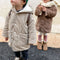 Children's cotton-padded clothes with velvet padded corduroy plaid cotton-padded jacket winter hooded coat