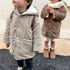 Children's cotton-padded clothes with velvet padded corduroy plaid cotton-padded jacket winter hooded coat