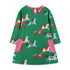 Autumn New Girl Dress European And American Style Cartoon Printing Princess Dress Knitted Cotton Pocket Children's Dress