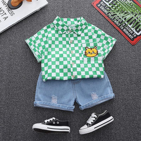 Summer children's shirt short sleeve shorts two-piece set