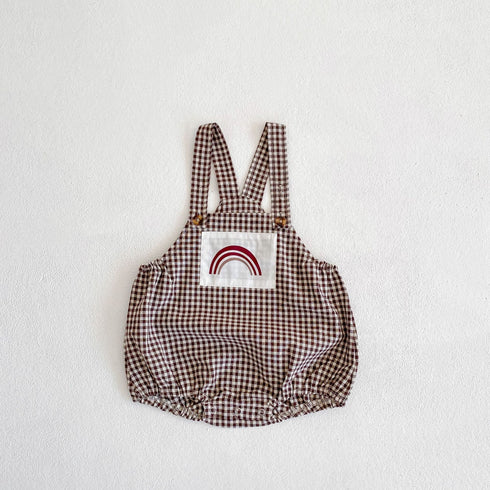 Rainbow Plaid Strap Halls and Cotton T-Shirt Set