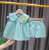 Summer New Girl Doll Collar Short Sleeve Set Baby Girl Fruit Decoration Plaid Two-piece Set