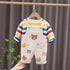 Striped Casual Sweater Bear Suspender Suit