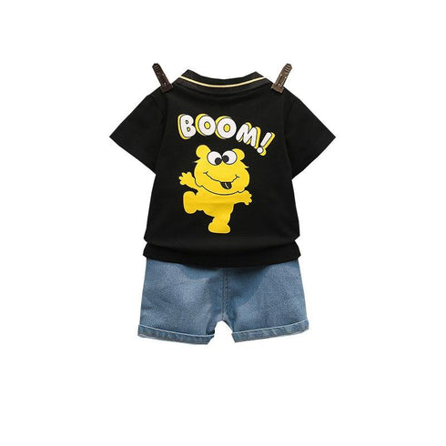 Children's Short Sleeve Denim Shorts Set Summer
