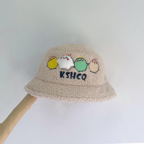 Autumn and winter lamb feather chicken pattern warm fisherman hat 17.7-18.8 inches