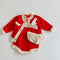 Red suit cardigan coat ha clothes baby ha clothes climbing suit two-piece single shot