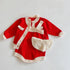 Red suit cardigan coat ha clothes baby ha clothes climbing suit two-piece single shot