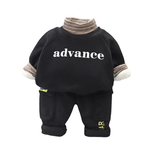 Winter children's padded sweater long sleeve suit two-piece set