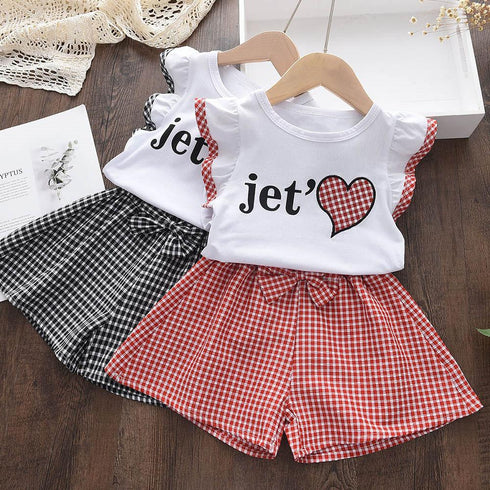 Girls Summer Short Sleeve Tee Shorts Set