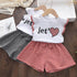 Girls Summer Short Sleeve Tee Shorts Set