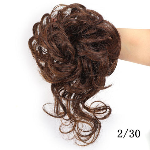 Synthetic bun wig fluffy hair ring ball head