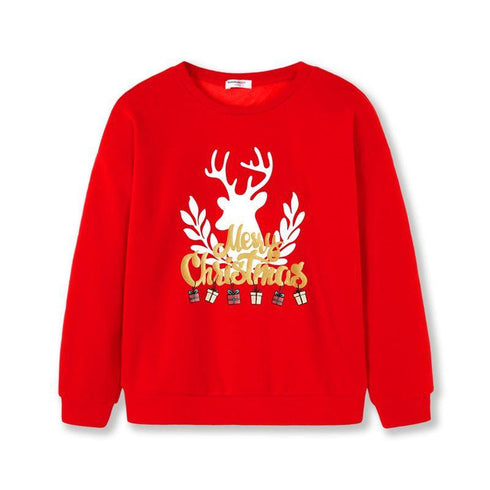 Cartoon elk print long sleeve warm Christmas casual sports sweater