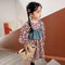 Spring And Autumn Girls Floral Vest Two-Piece Dress