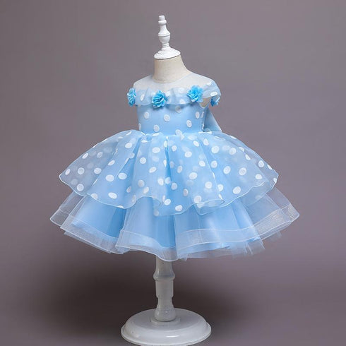 Princess Dress Wave Point Bow Full Dress
