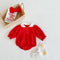 Red Long Sleeve Doll Neck Hark Triangle Wrap Fart Jumpsuit Climbing Suit