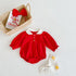 Red Long Sleeve Doll Neck Hark Triangle Wrap Fart Jumpsuit Climbing Suit