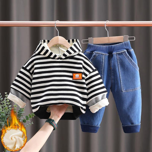 Winter children's velvet sweater suit