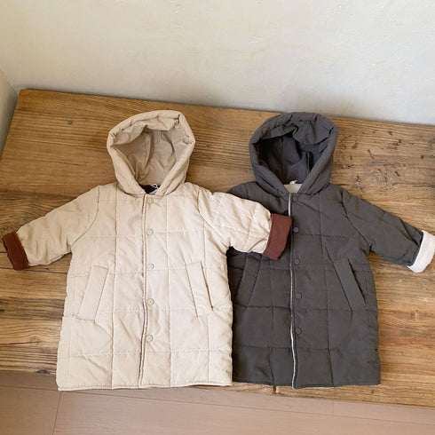 Children's cotton-padded clothes long plus velvet padded winter cotton-padded jacket