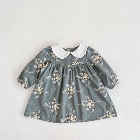 Long sleeve doll collar flower embroidered skirt ha clothes climbing clothes jumpsuit sister outfit