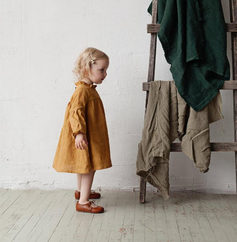 Girl's Cotton and Hemp Long Sleeve Dress