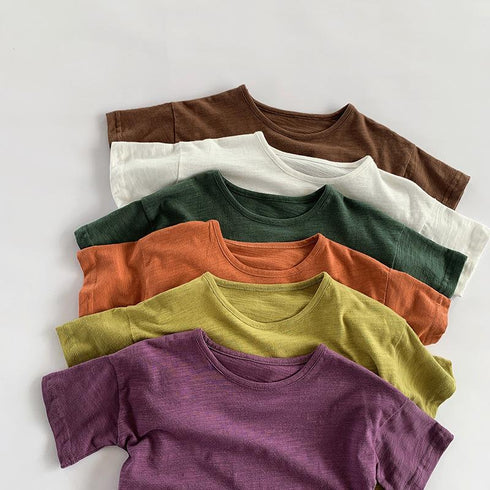 Slub Cotton Short Sleeve T-shirt Versatile Cotton Personalized T-Shirt Baby Top