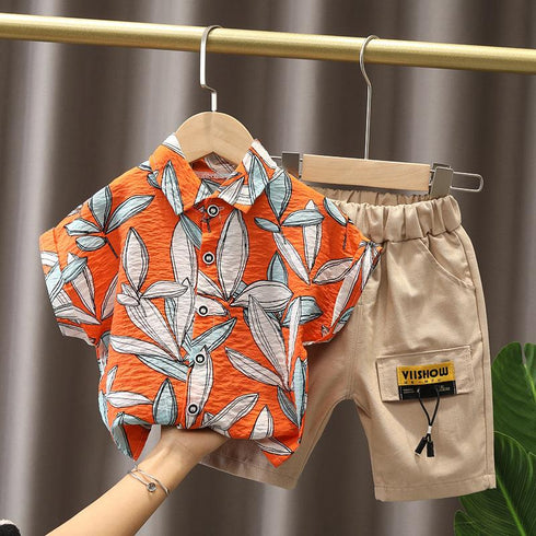 Summer Boys Short Sleeve Shirt Set