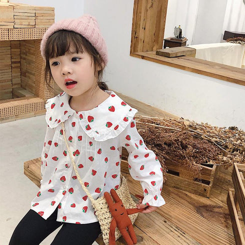 Korean children's shirt spring and autumn long sleeve white jacket