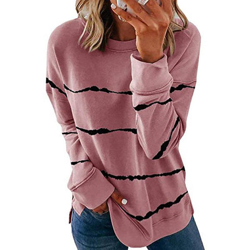 Loose Joker Striped Long Sleeve Sweatshirt