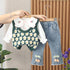 Casual Sweater Vest Three Piece Set Baby Girl Lapel Shirt Long Sleeve Set