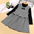 Girl, long-sleeved knitwear houndstooth vest skirt two-piece set